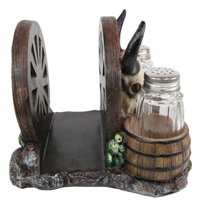 Ebros Gift Ebros Western Bull Skull By Wheel Wagon And Barrels Salt Pepper Shakers Napkin Holder