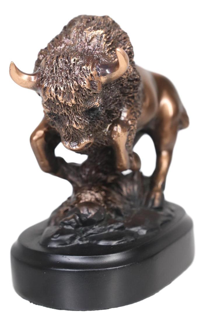 Ebros Gift Ebros Western Charging American Bison Small Bronze Patinated Resin Figurine