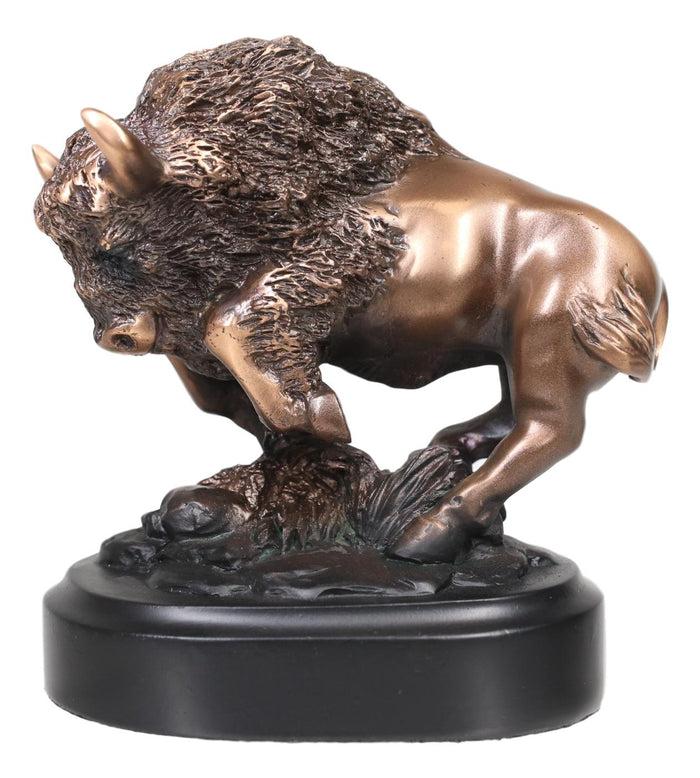 Ebros Gift Ebros Western Charging American Bison Small Bronze Patinated Resin Figurine