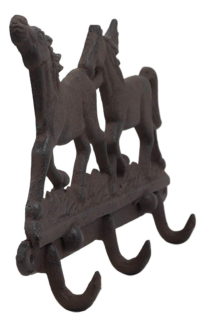 Ebros Gift Ebros Western Country Galloping Horses Wall Hanging Hooks 11" Wide 3 Peg Hook Decor