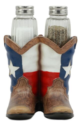 Ebros Gift Ebros Western Cowboy Or Cowgirl Texas Flag Boots Salt And Pepper Shakers Set