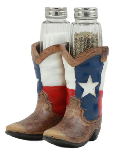 Ebros Gift Ebros Western Cowboy Or Cowgirl Texas Flag Boots Salt And Pepper Shakers Set