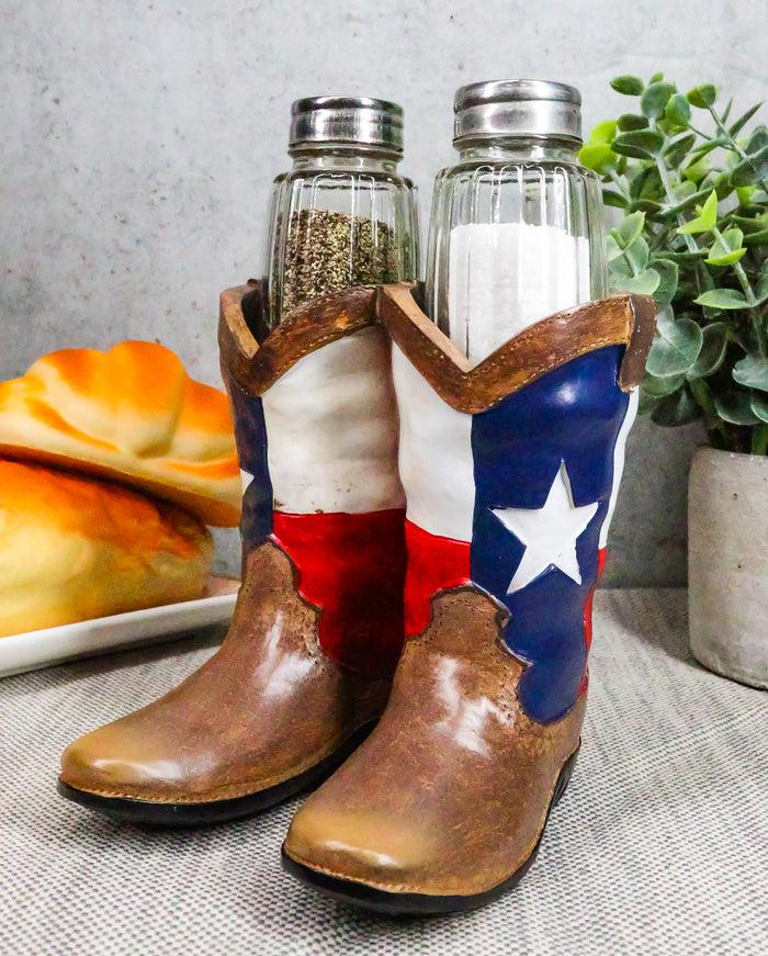 ebros gift Ebros Western Cowboy Or Cowgirl Texas Flag Boots Salt and Pepper Shakers Set