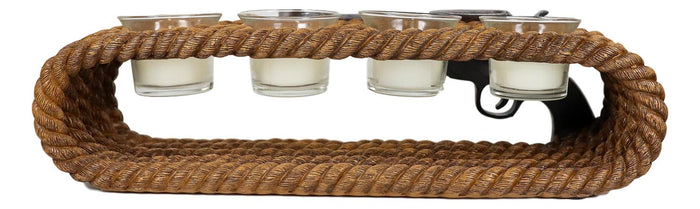 Ebros Gift Ebros Western Cowboy Ropes And Revolver Pistol Double Votive Tea Light Candle Holder