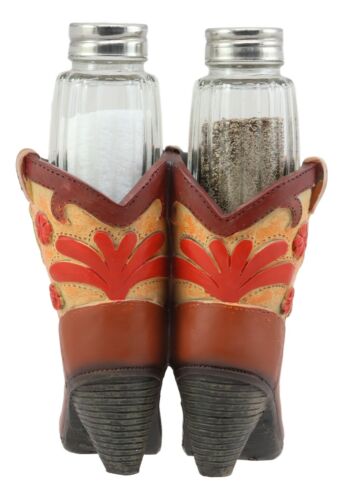Ebros Gift Ebros Western Cowgirl Zesty Spice Boots Glass Salt And Pepper Shakers Holder Set