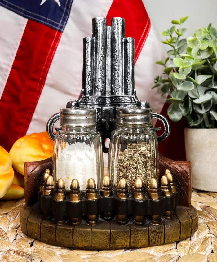 ebros gift Ebros Western Revolver 6 Shooter Pistols & Bullet Rounds Salt Pepper Shakers Set