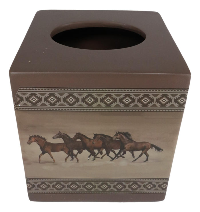 Ebros Gift Ebros Western Running Horses With Southwest Navajo Vectors Tan Tissue Box Cover Decor