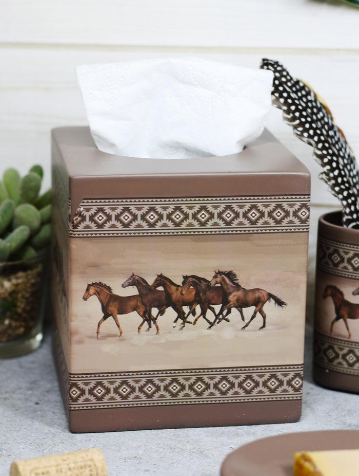 ebros gift Ebros Western Running Horses With Southwest Navajo Vectors Tan Tissue Box Cover Decor
