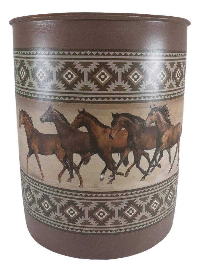 Ebros Gift Ebros Western Running Horses With Southwest Navajo Vectors Waste Basket Dry Trash Bin
