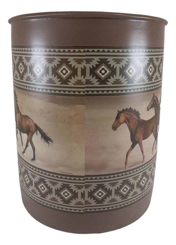 Ebros Gift Ebros Western Running Horses With Southwest Navajo Vectors Waste Basket Dry Trash Bin