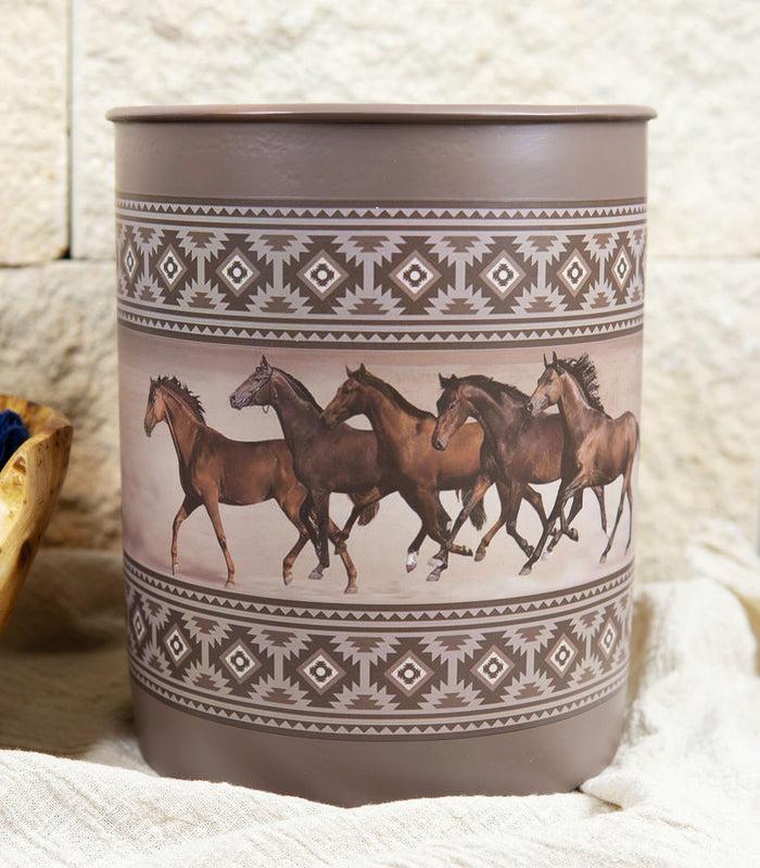 ebros gift Ebros Western Running Horses With Southwest Navajo Vectors Waste Basket Dry Trash Bin