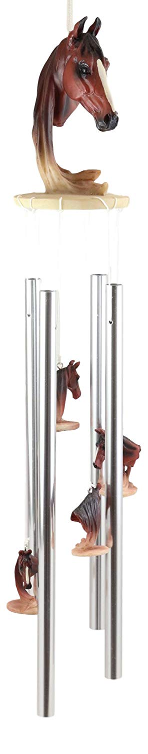 Ebros Gift Ebros Western Rustic Chestnut Horse Head Bust With Long Mane Wind Chime Resin Decor