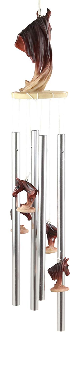 Ebros Gift Ebros Western Rustic Chestnut Horse Head Bust With Long Mane Wind Chime Resin Decor
