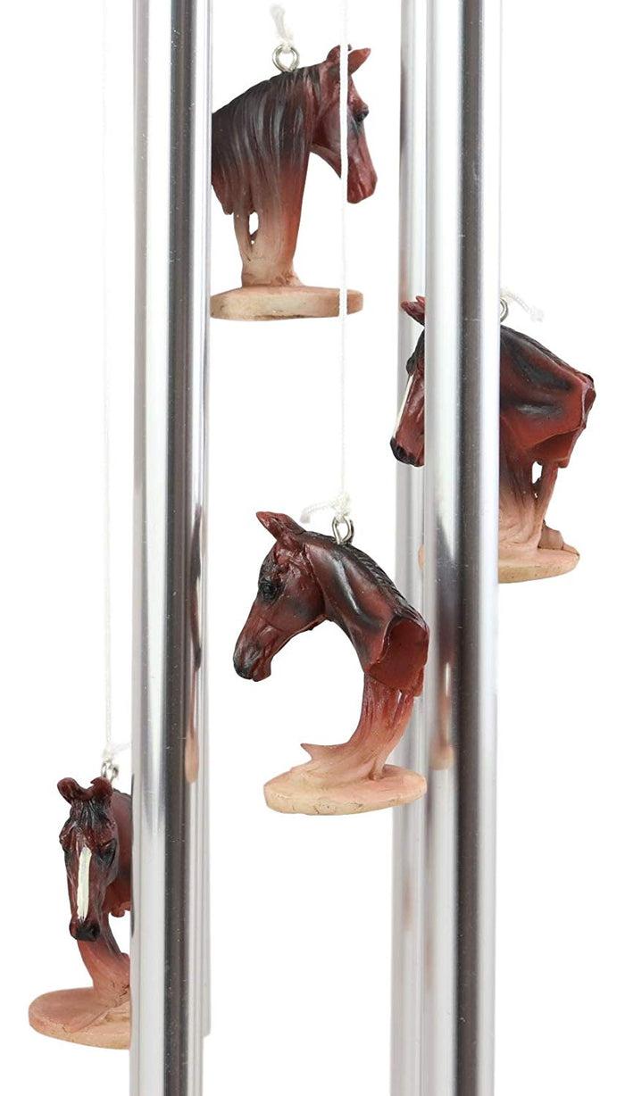 Ebros Gift Ebros Western Rustic Chestnut Horse Head Bust With Long Mane Wind Chime Resin Decor