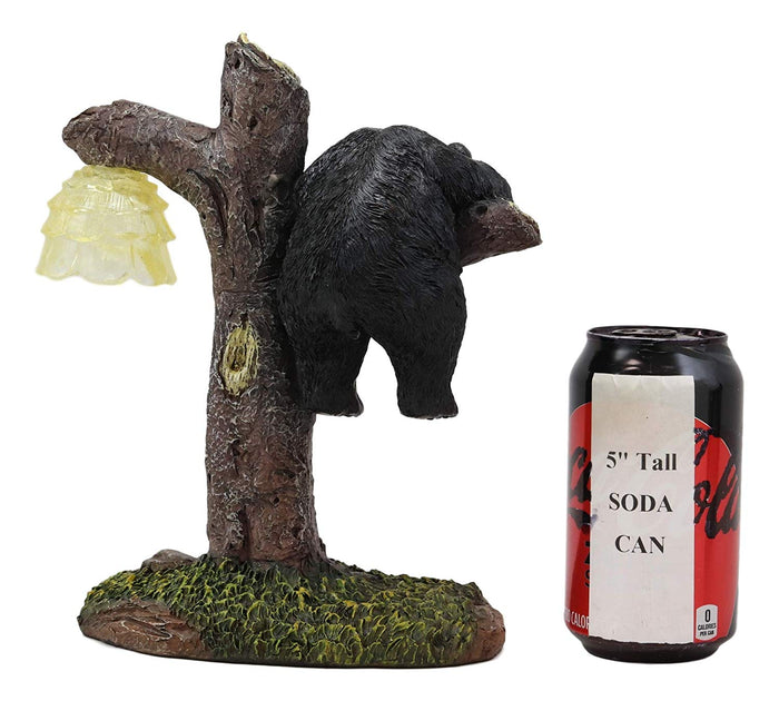 Ebros Gift Ebros Western Rustic Forest Black Bear Climbing Tree With Beehive LED Night Light Statue 9.25" High Cabin Lodge Decor Bears Figurine For Mantelpiece Shelf Table Home Accent Lamp
