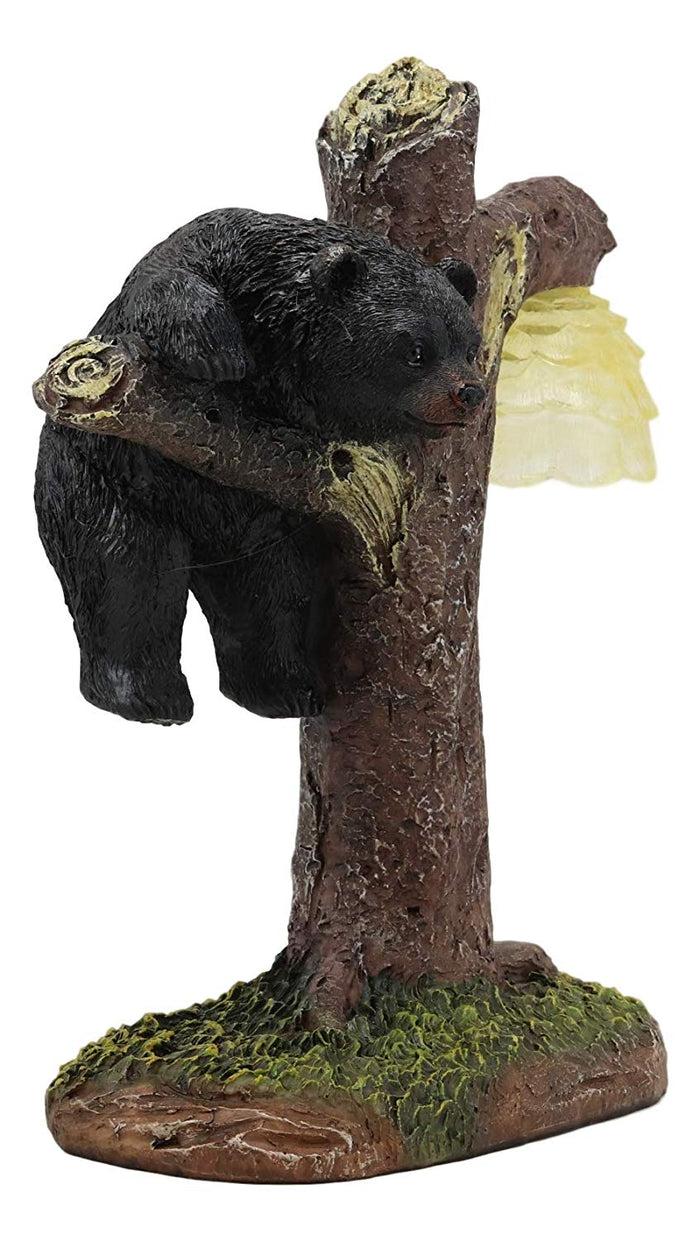 Ebros Gift Ebros Western Rustic Forest Black Bear Climbing Tree With Beehive LED Night Light Statue 9.25" High Cabin Lodge Decor Bears Figurine For Mantelpiece Shelf Table Home Accent Lamp