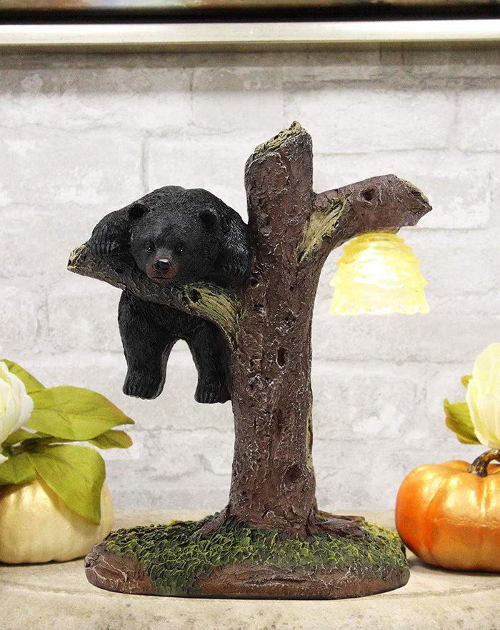 ebros gift Ebros Western Rustic Forest Black Bear Climbing Tree with Beehive LED Night Light Statue 9.25" High Cabin Lodge Decor Bears Figurine for Mantelpiece Shelf Table Home Accent Lamp