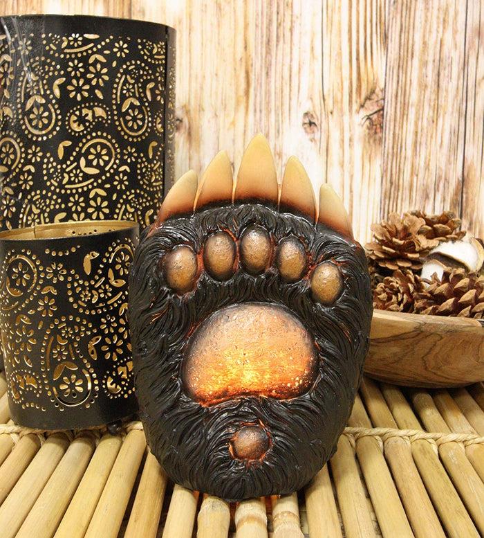 ebros gift Ebros Western Rustic Forest Black Bear Paw With Claws LED Night Light Statue 6.75"H