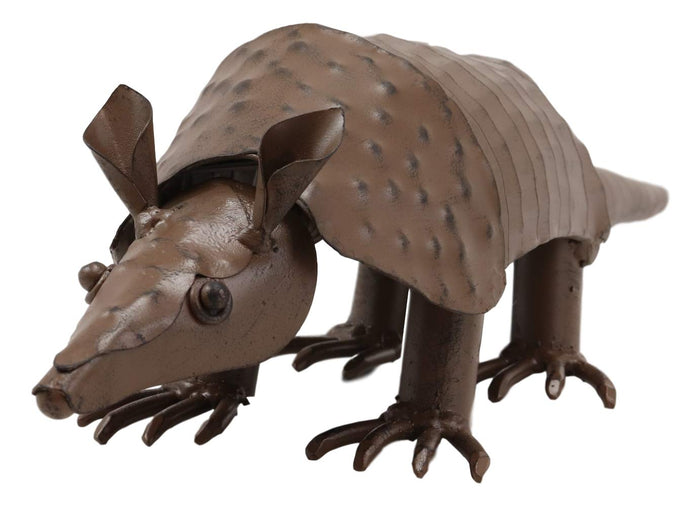 Ebros Gift Ebros Western Rustic Forest Hand Sculpted Metal Springy Armadillo Statue 15.5" L
