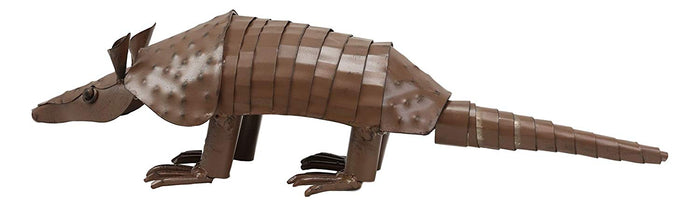 Ebros Gift Ebros Western Rustic Forest Hand Sculpted Metal Springy Armadillo Statue 15.5" L