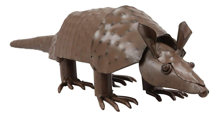 Ebros Gift Ebros Western Rustic Forest Hand Sculpted Metal Springy Armadillo Statue 15.5" L