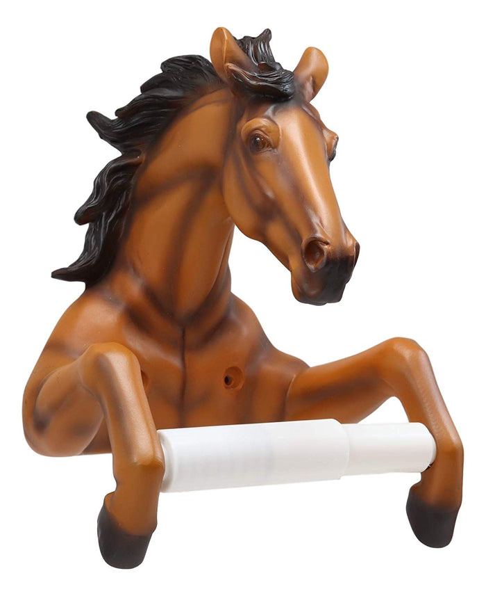 Ebros Gift Ebros Western Rustic Wild Chestnut Brown Horse Toilet Paper Holder 8.75"Tall