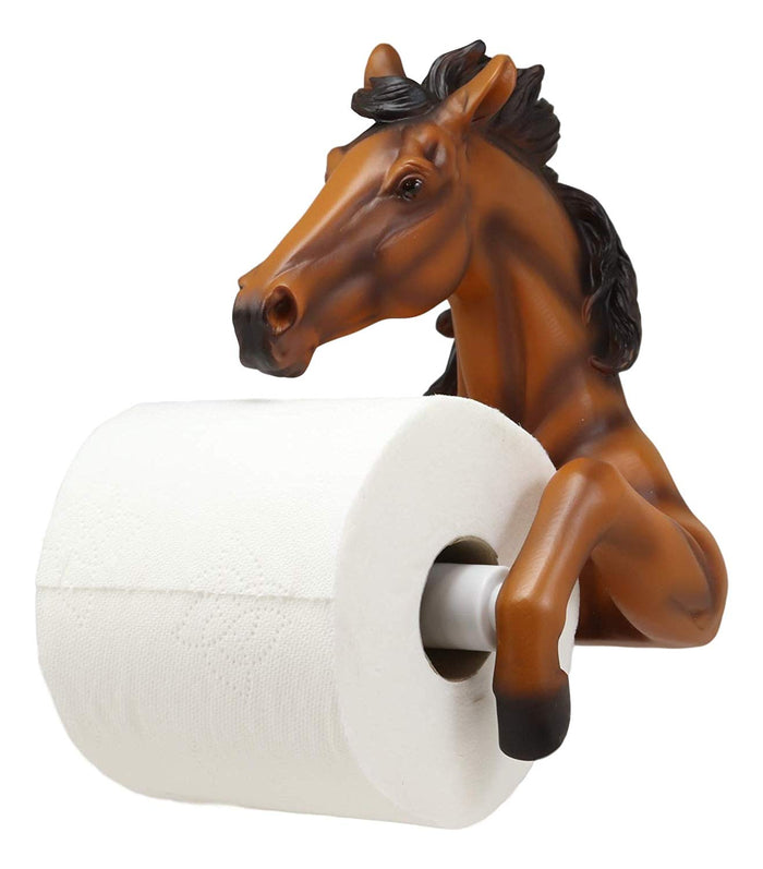 Ebros Gift Ebros Western Rustic Wild Chestnut Brown Horse Toilet Paper Holder 8.75"Tall