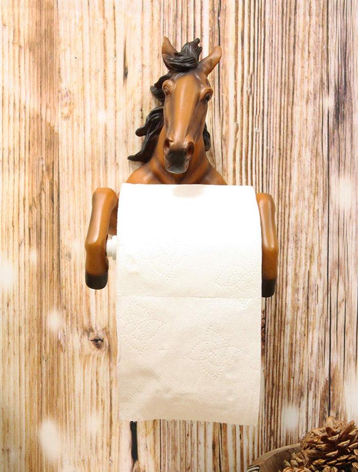 ebros gift Ebros Western Rustic Wild Chestnut Brown Horse Toilet Paper Holder 8.75"Tall