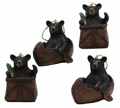 ebros gift Ebros Western Set of 4 Black Bears In Canoe & Basket Christmas Ornament