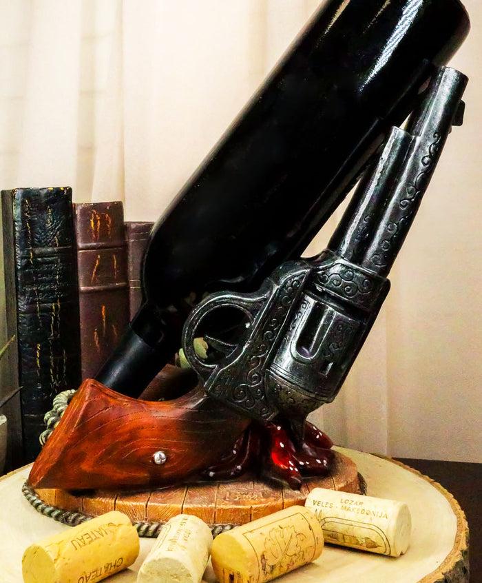 ebros gift Ebros Western Six Shooter Cowboy Pistol Wine Bottle Holder Caddy 9.75" Long