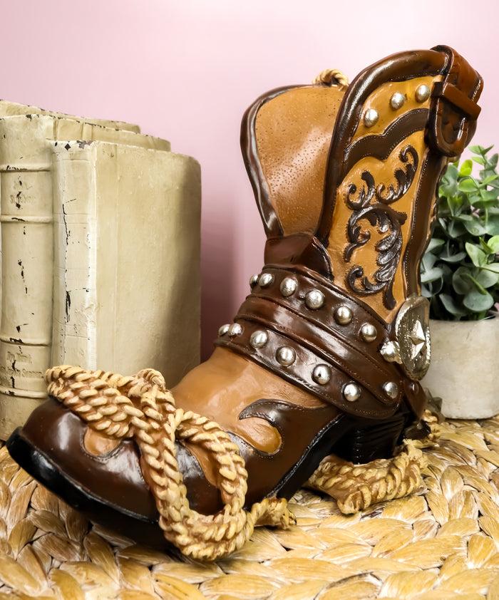 Ebros Gift Ebros Western Texas Star Cowboy Boot And Spur Wine Holder 9"H Wild West Decor