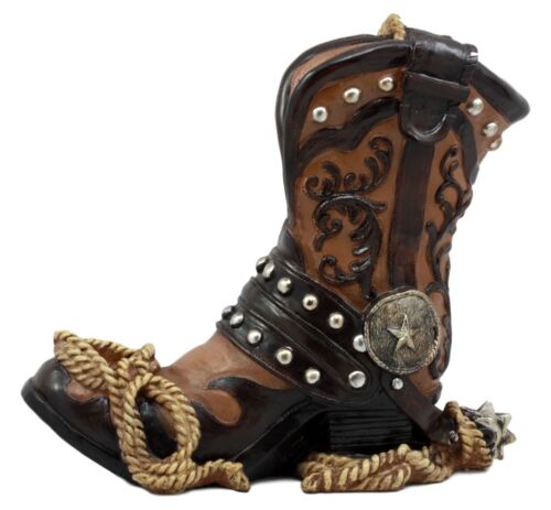 Ebros Gift Ebros Western Texas Star Cowboy Boot And Spur Wine Holder 9"H Wild West Decor