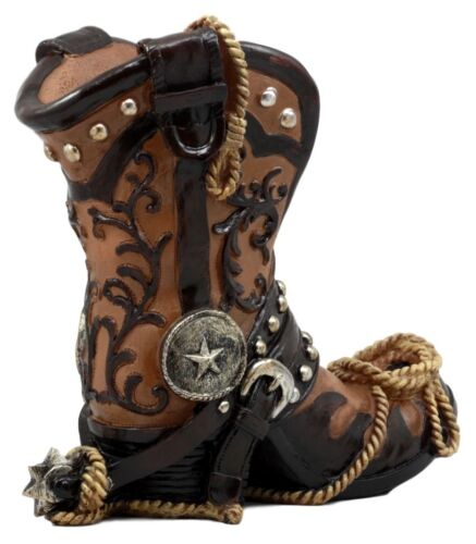 Ebros Gift Ebros Western Texas Star Cowboy Boot And Spur Wine Holder 9"H Wild West Decor