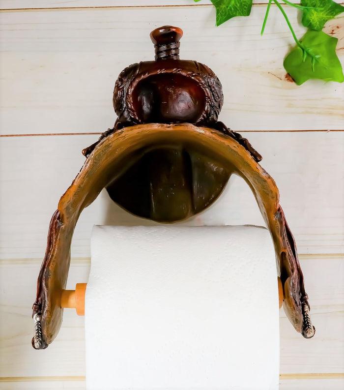 Ebros Gift Ebros Western Tooled Pattern Horse Saddle Decorative Toilet Paper Holder 7.5"H