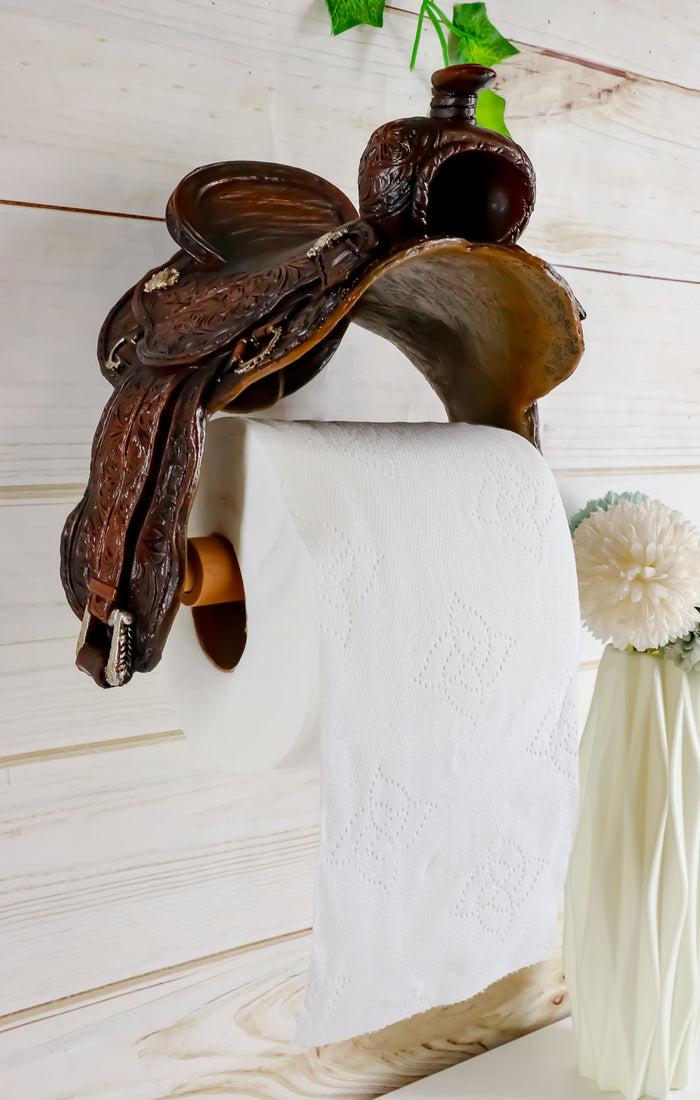 ebros gift Ebros Western Tooled Pattern Horse Saddle Decorative Toilet Paper Holder 7.5"H