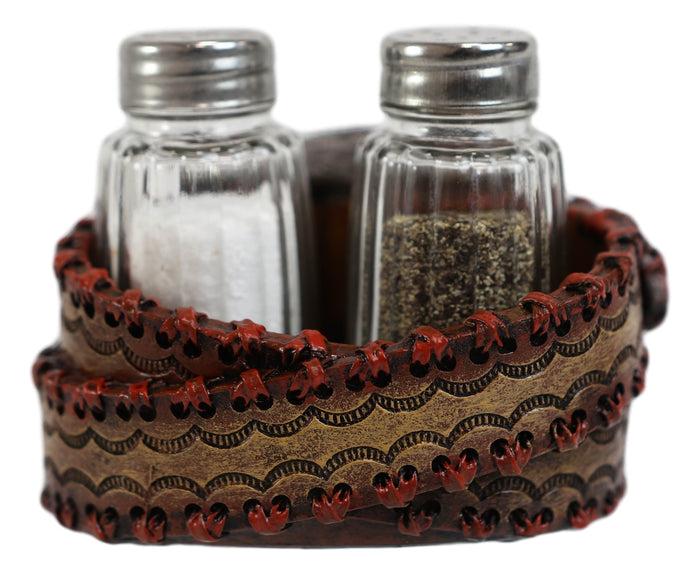 Ebros Gift Ebros Western Turquoise Sun & Floral Lace On Belt Buckle Salt Pepper Shakers Set