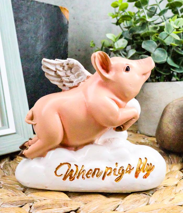 ebros gift Ebros When Pigs Fly Heavens Flying Pig With Angel Wings On Cloud 9 Statue 4"L