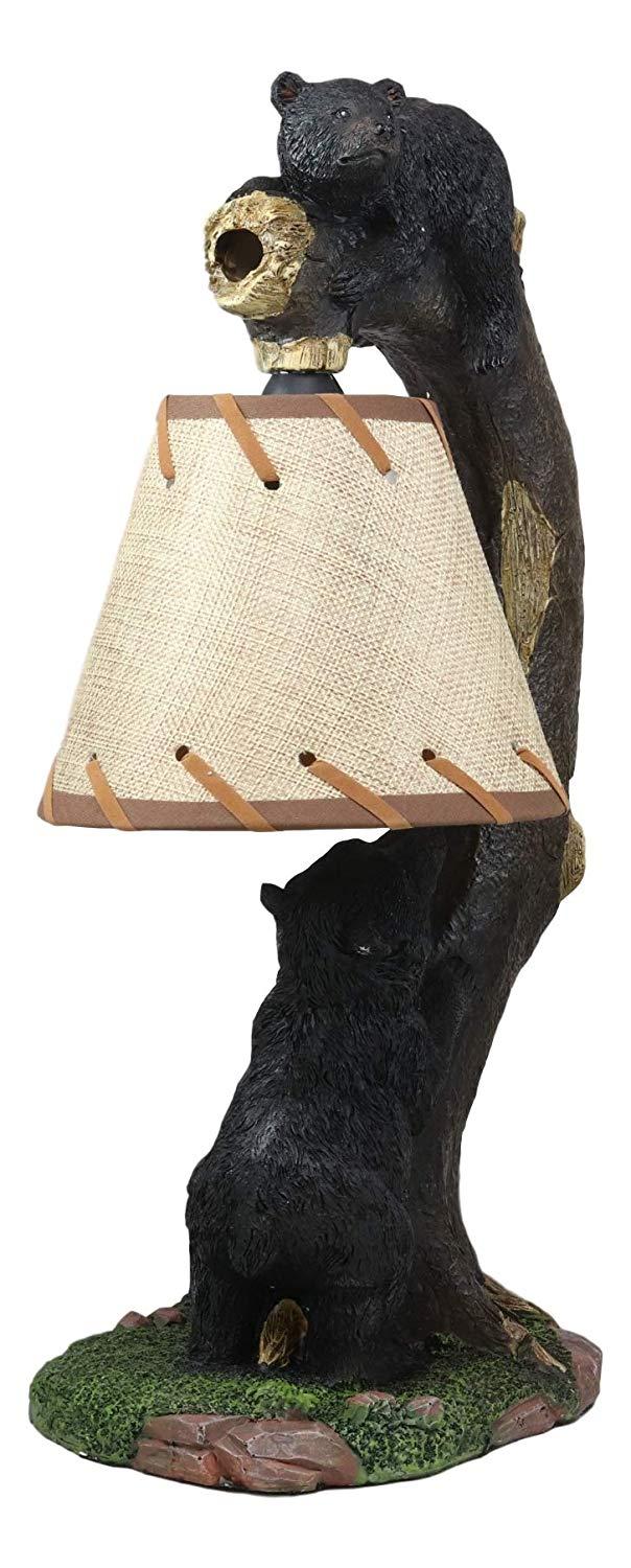 Ebros Gift Ebros Whimsical 2 Climbing Black Bears On Bending Tree Branch Table Lamp Decor