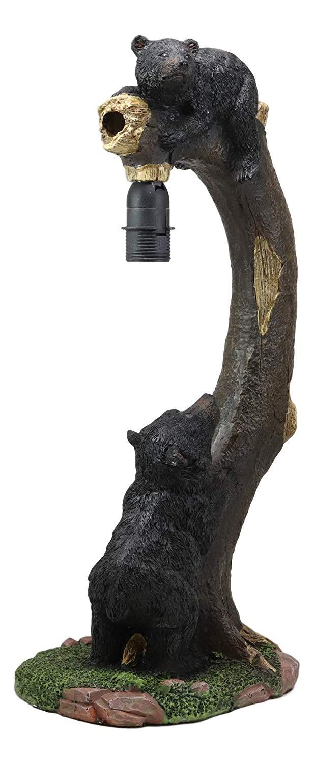 Ebros Gift Ebros Whimsical 2 Climbing Black Bears On Bending Tree Branch Table Lamp Decor