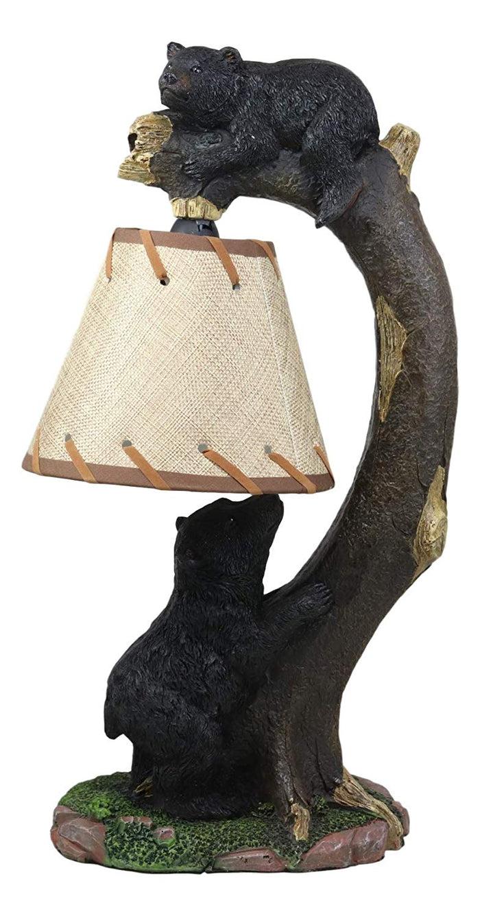 Ebros Gift Ebros Whimsical 2 Climbing Black Bears On Bending Tree Branch Table Lamp Decor