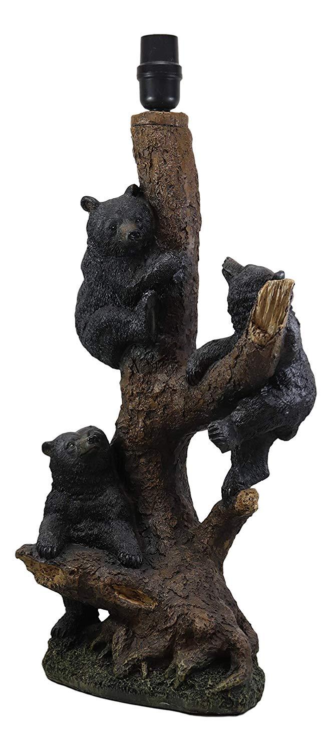 Ebros Gift Ebros Whimsical 3 Adventurous Black Bear Cubs Climbing Stunted Tree Table Lamp