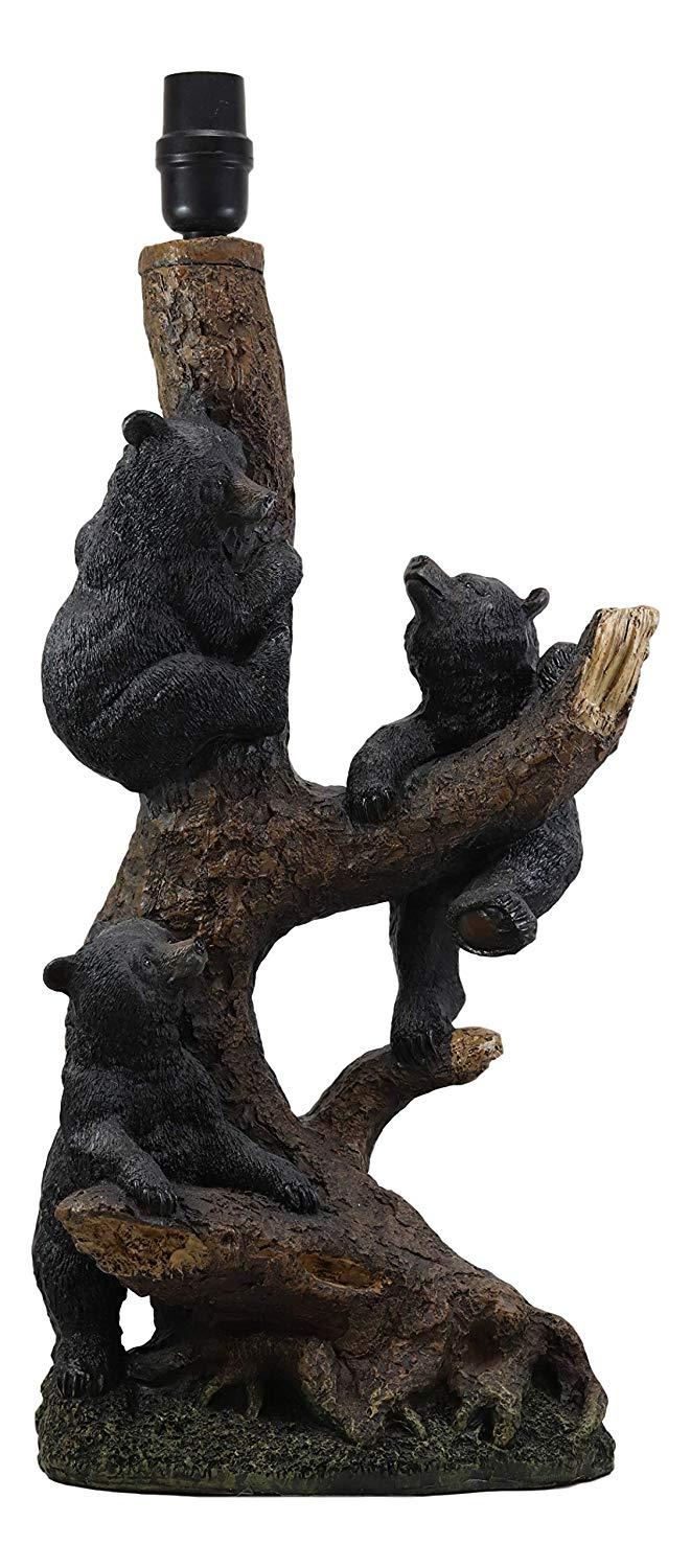 Ebros Gift Ebros Whimsical 3 Adventurous Black Bear Cubs Climbing Stunted Tree Table Lamp