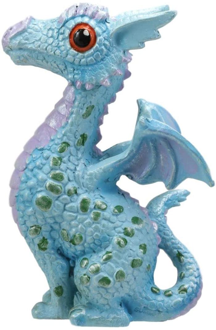 Ebros Gift Ebros Whimsical Aqua Blue Wyrmling Baby Hatchling Dragon Figurine 4.75"H