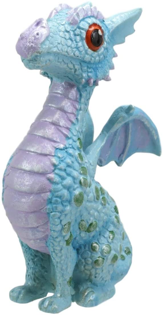Ebros Gift Ebros Whimsical Aqua Blue Wyrmling Baby Hatchling Dragon Figurine 4.75"H