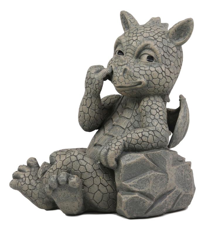 Ebros Gift Ebros Whimsical Bad Habit Garden Dragon Picking Nose Statue Fantasy Dragons Decor