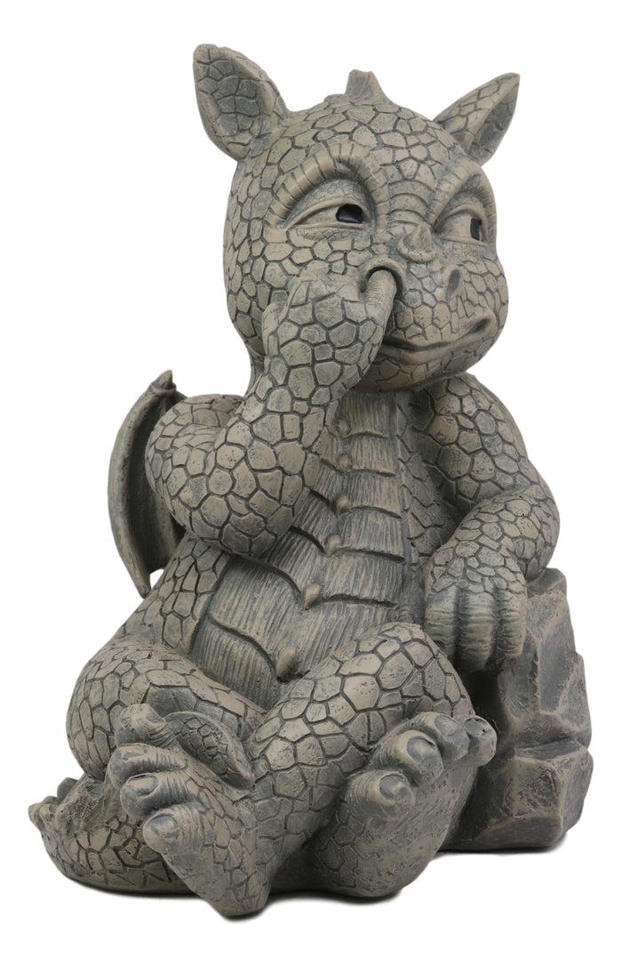 Ebros Gift Ebros Whimsical Bad Habit Garden Dragon Picking Nose Statue Fantasy Dragons Decor