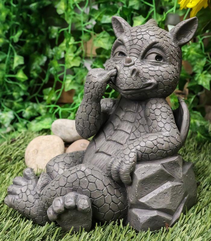 ebros gift Ebros Whimsical Bad Habit Garden Dragon Picking Nose Statue Fantasy Dragons Decor