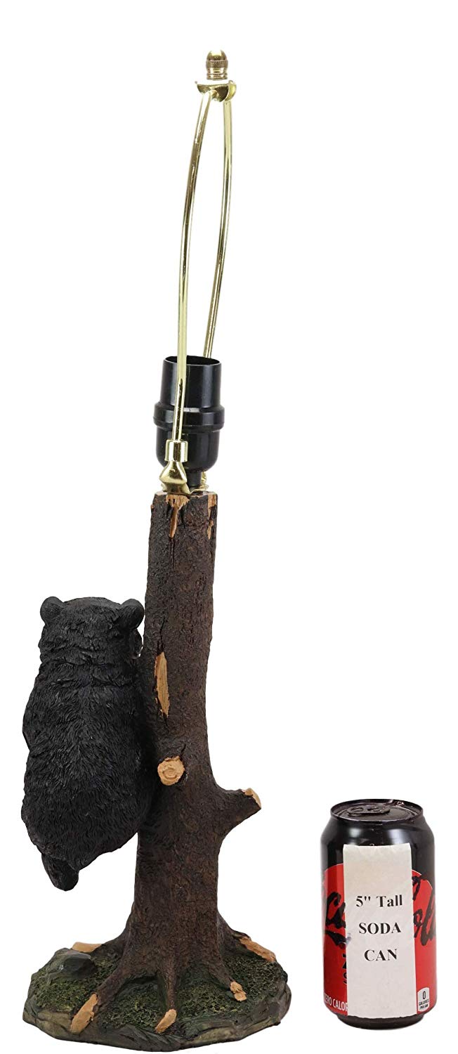 Ebros Gift Ebros Whimsical Black Bear Hanging On Tree Branch Table Lamp With Shade 22"H