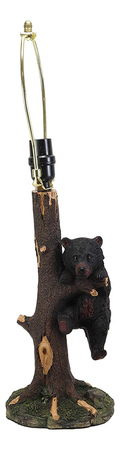 Ebros Gift Ebros Whimsical Black Bear Hanging On Tree Branch Table Lamp With Shade 22"H
