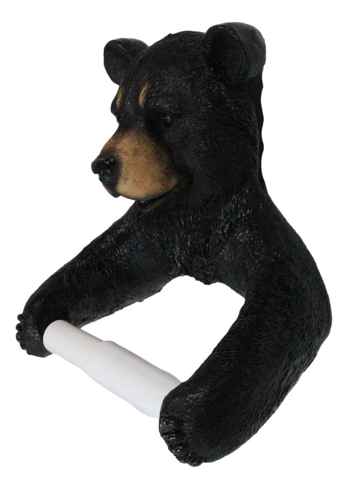 Ebros Gift Ebros Whimsical Black Bear Toilet Paper And Hand Towel Holder Set Bathroom Decor